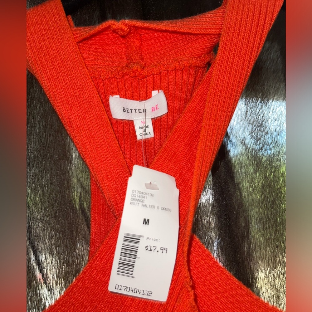 Orange Knit Halter Dress